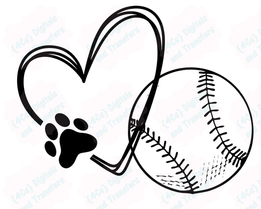 Heart Paw and Baseball DIGITAL DOWNLOAD