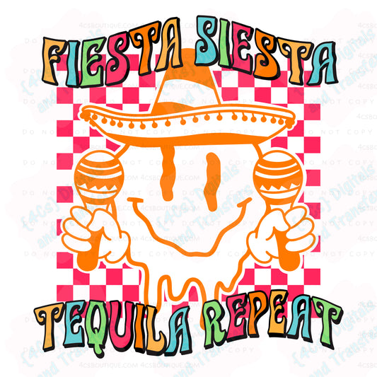 Fiesta Siesta Tequila Repeat DTF Transfer