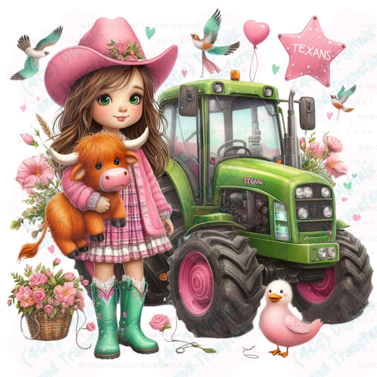 Cowgirl with Tractor DIGITAL DOWNLOAD
