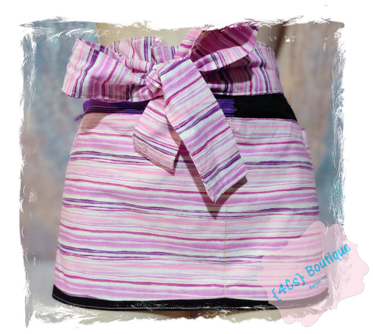 Pink Purple Striped Apron w/ Zipper Pocket