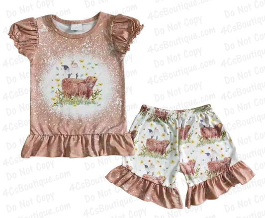 Cow Sheep & Rabbit Two Piece Boutique Outfit