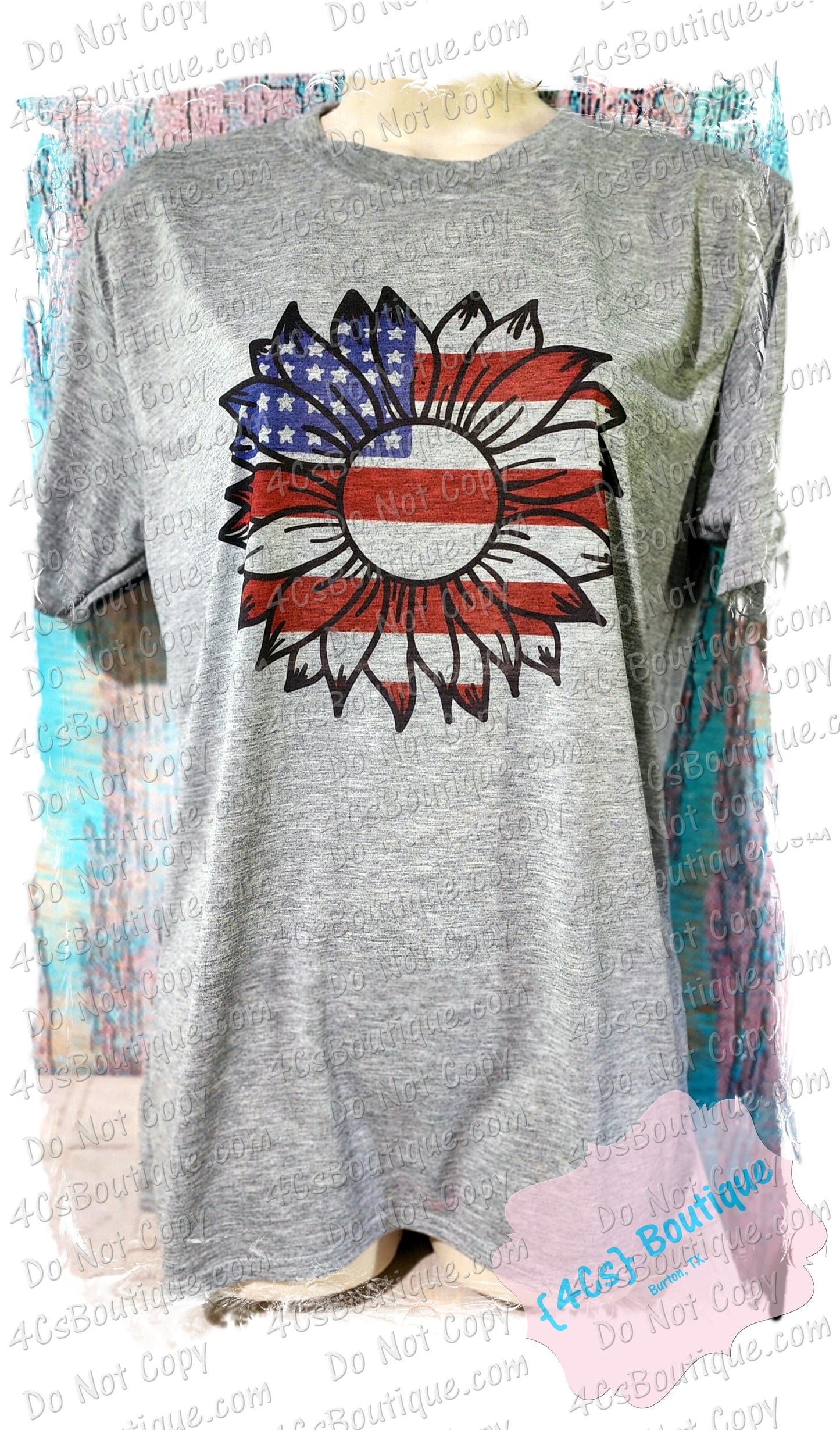 Size M Sport Gray Patriotic Sunflower Shirt
