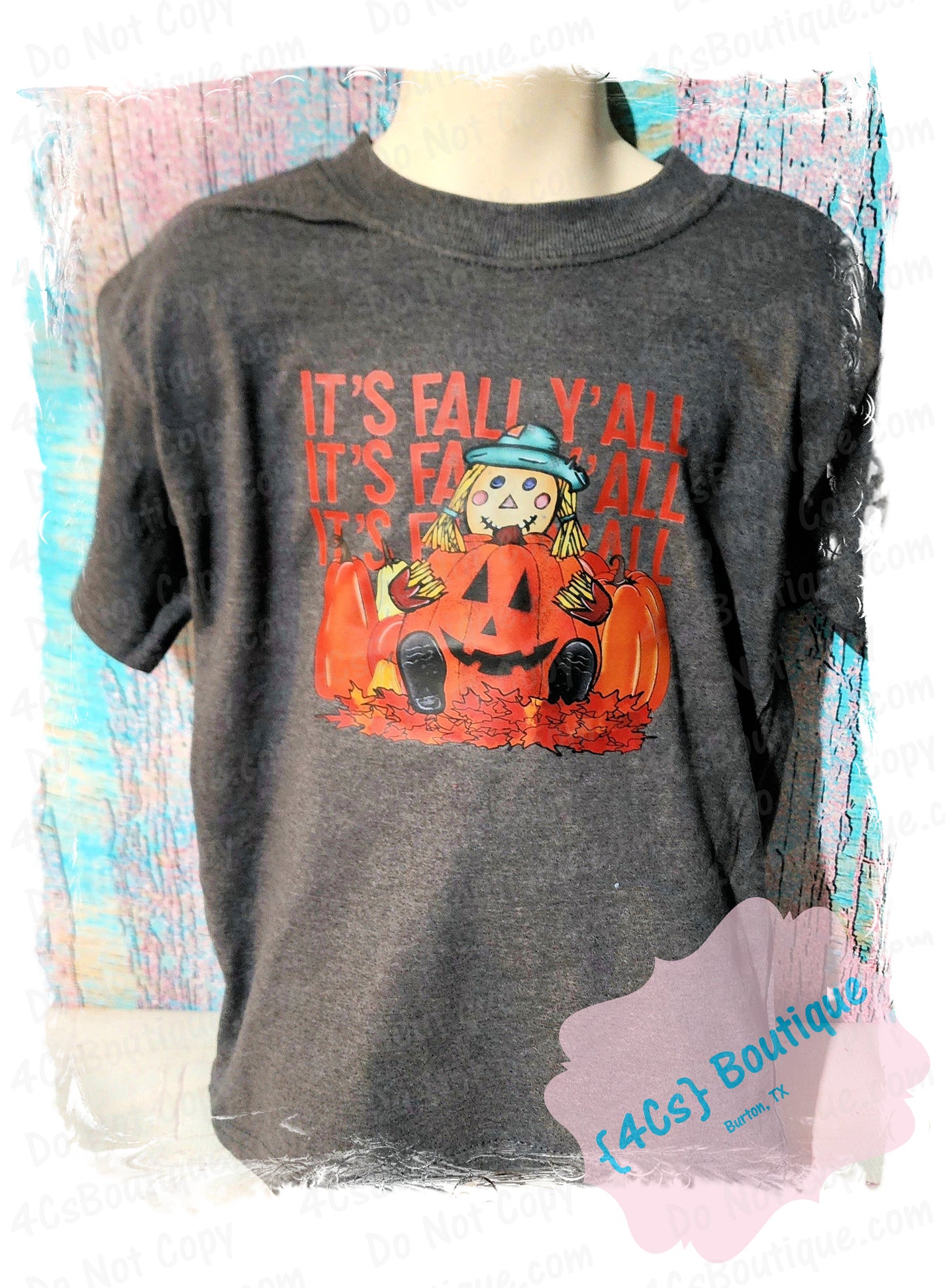 It's Fall Y'all Youth Size XS (2-4) RTS Shirt Dark Heather Gray