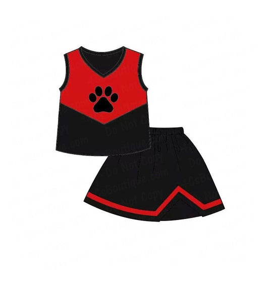 PRE-ORDER - Black & Red Little Girls Cheer Outfit