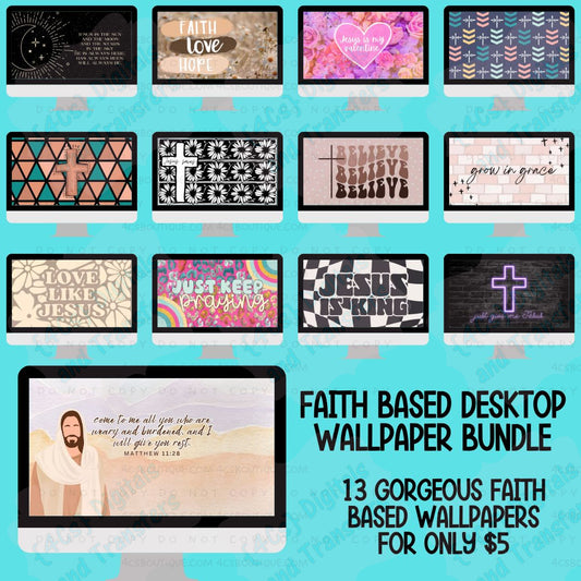 Faith Based Desktop Laptop Wallpaper Bundle Digital Download