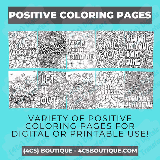 Positive Mental Health Coloring Pages Digital Download