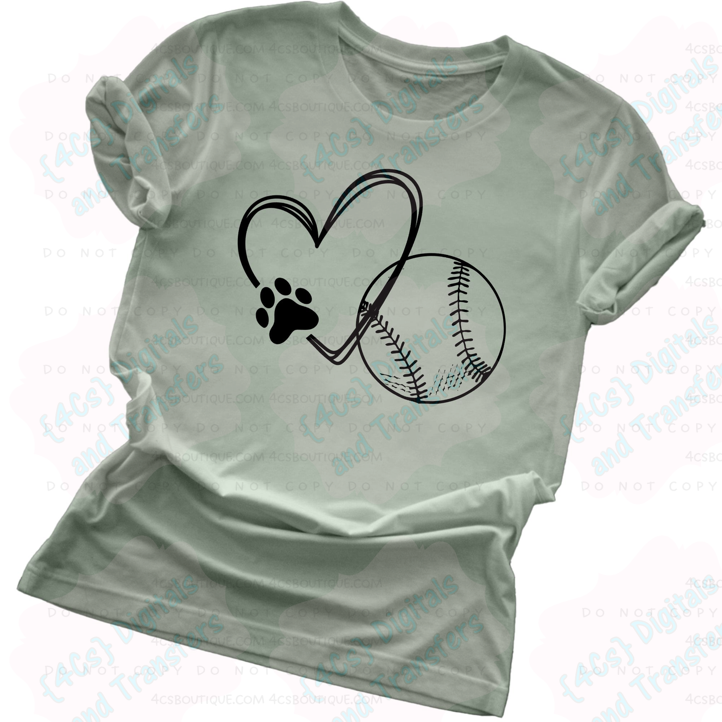 Heart Paw and Baseball DIGITAL DOWNLOAD