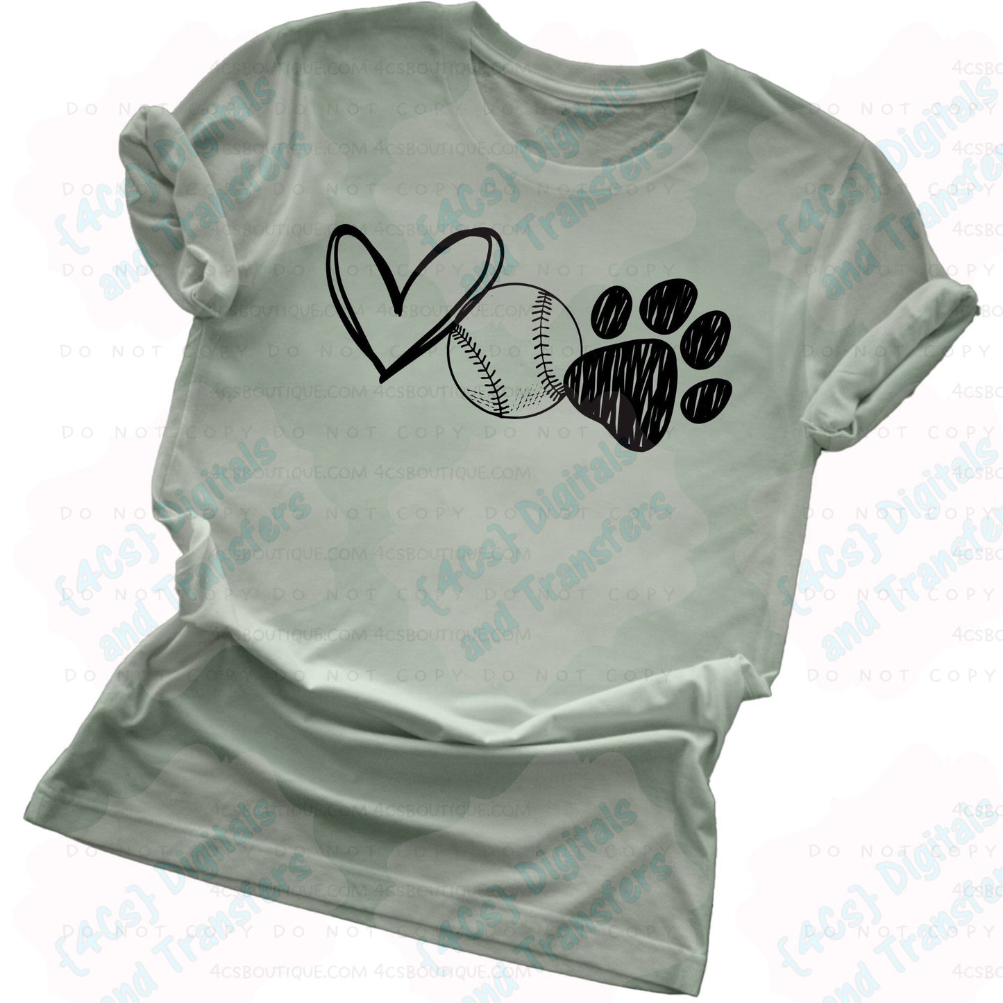 Heart Baseball Paw Print DIGITAL DOWNLOAD