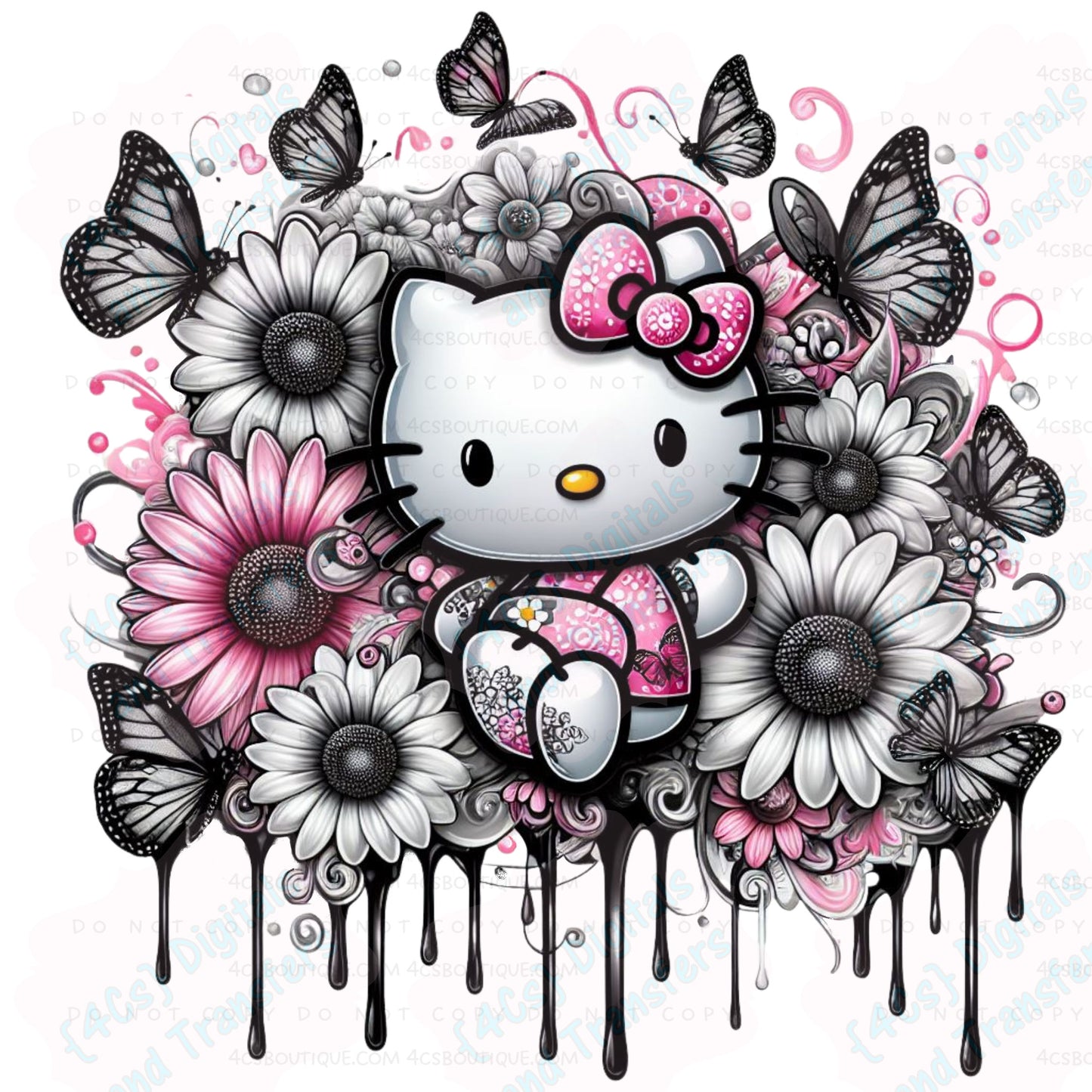 Pink/Black/White Kitty DIGITAL DOWNLOAD