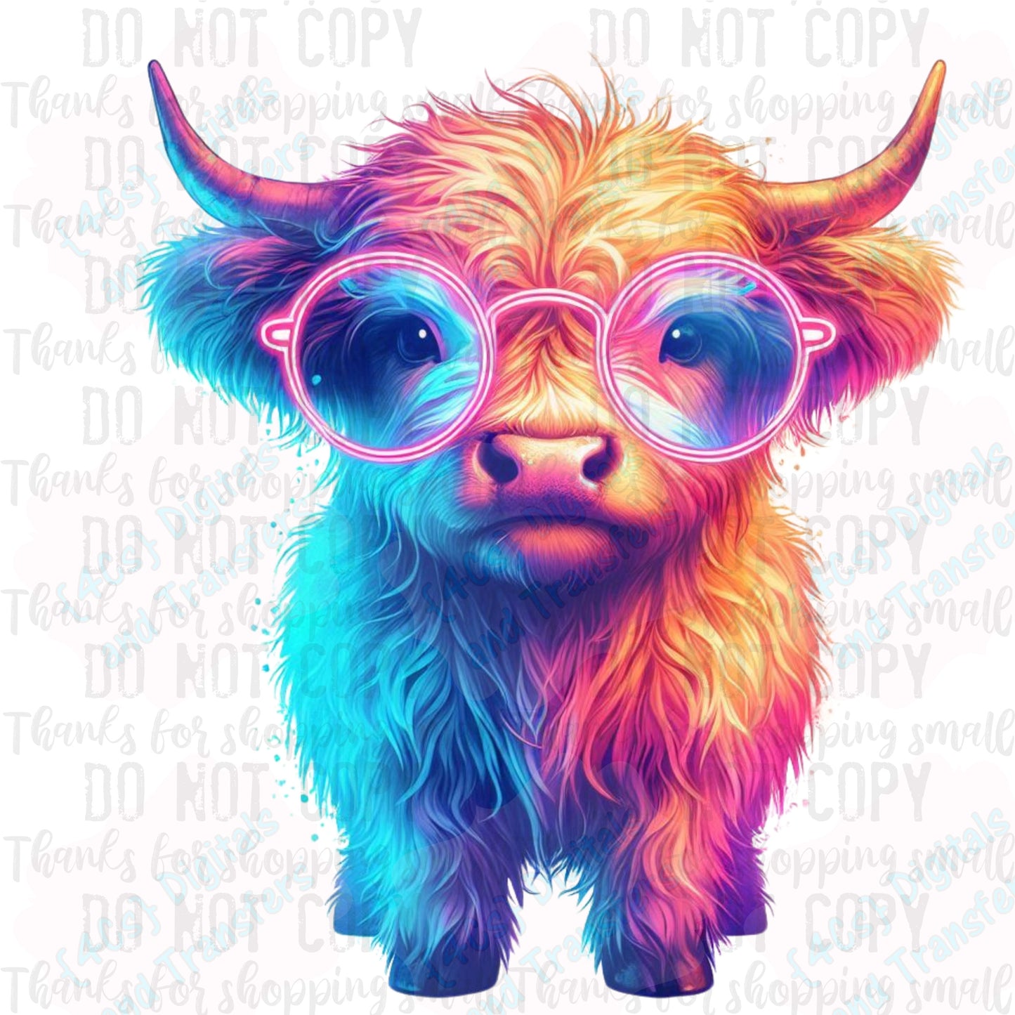 Neon Highland Cow DIGITAL DOWNLOAD