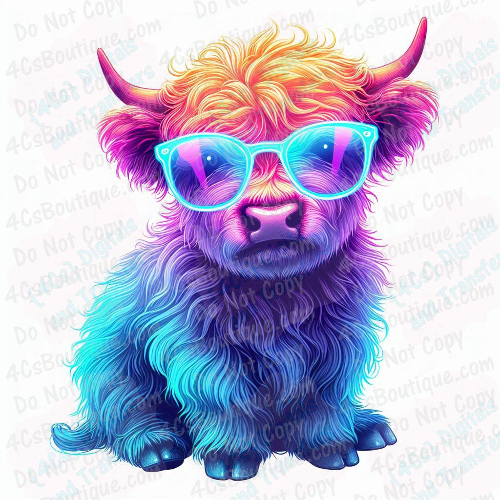 Neon Highland Cow #1 DIGITAL DOWNLOAD