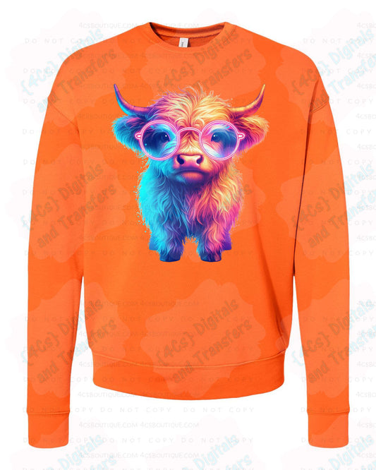 Neon Highland Cow DIGITAL DOWNLOAD