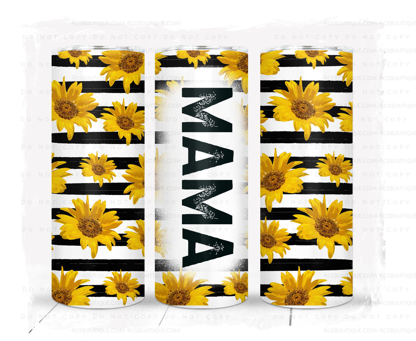 Mama Sunflowers and Stripes 20 oz Skinny Tumbler