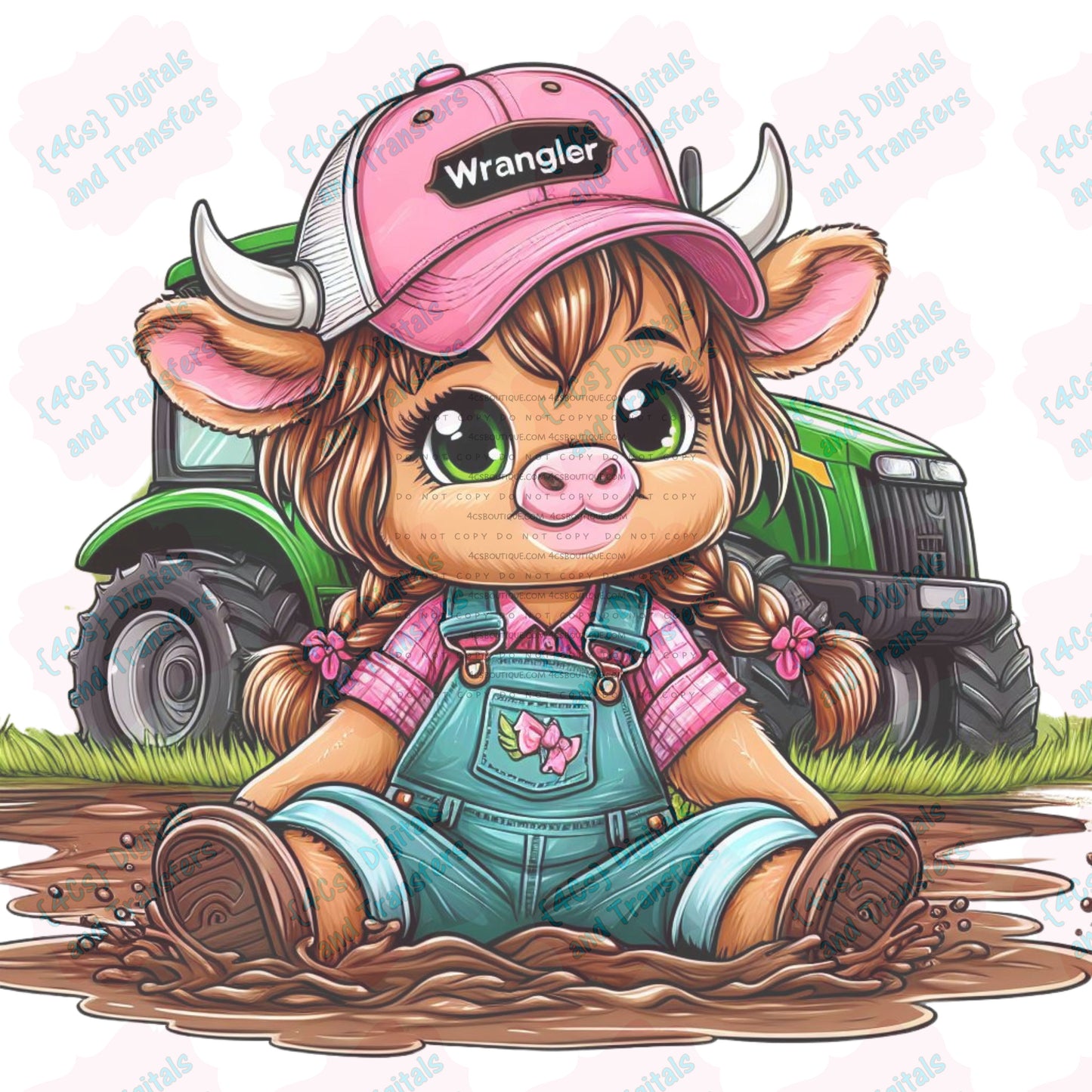 Girl Brown Cow w/ Pigtails DIGITAL DOWNLOAD