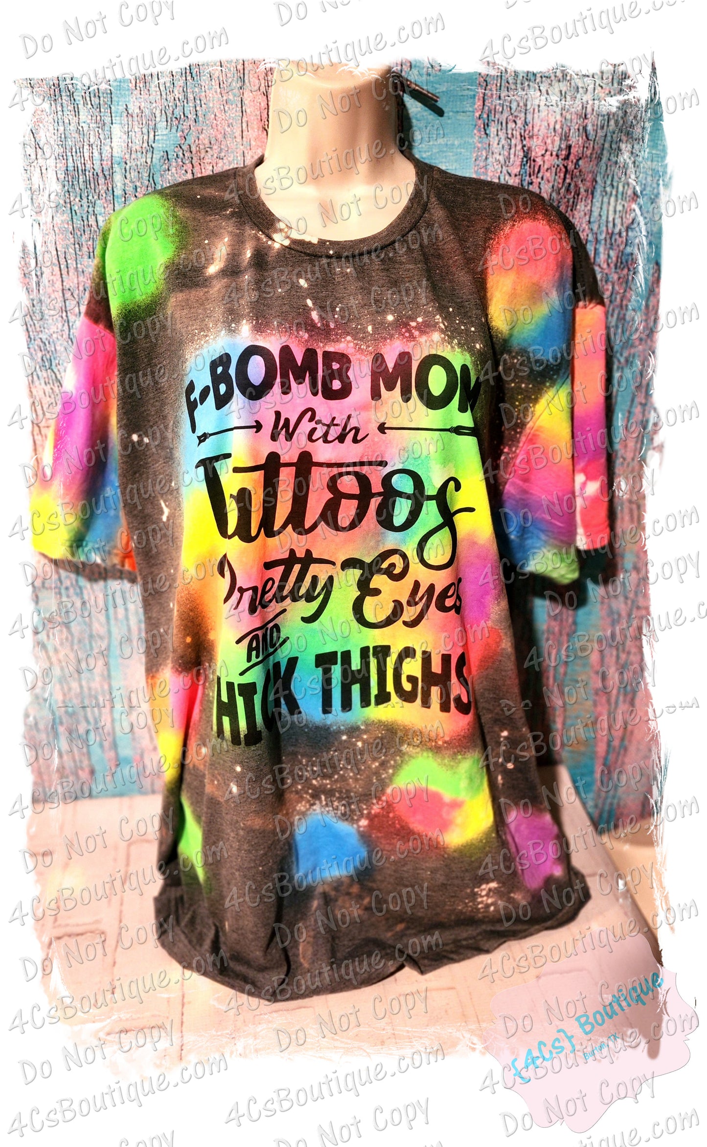 F-Bomb Mom with Tattoos Pretty Eyes and Thick Thighs Shirt