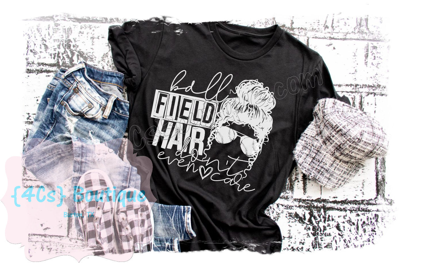 Ball Field Hair Don't Even Care Shirt – {4Cs} Boutique