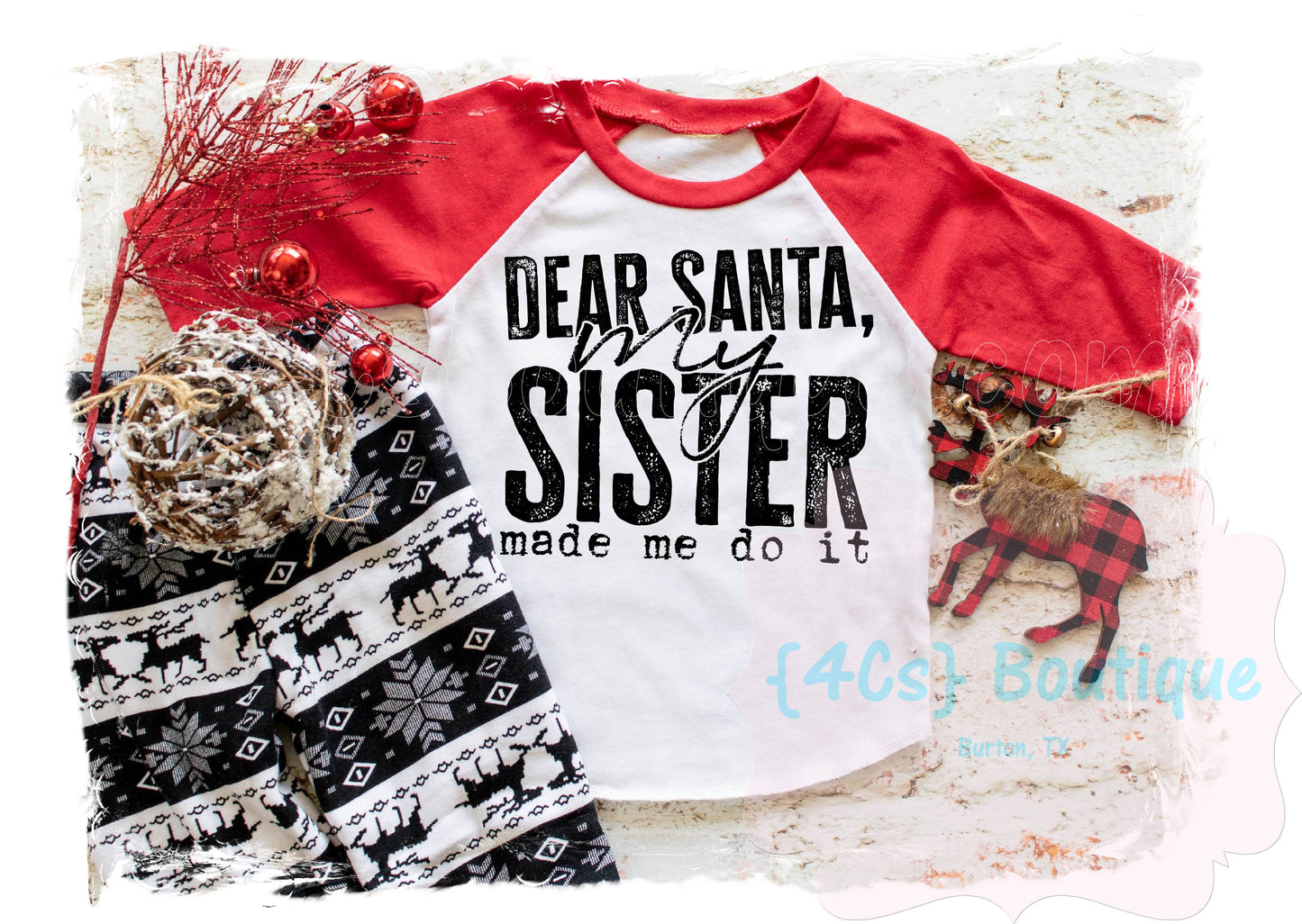 Dear Santa My Sister Made Me Do It Kids Shirt