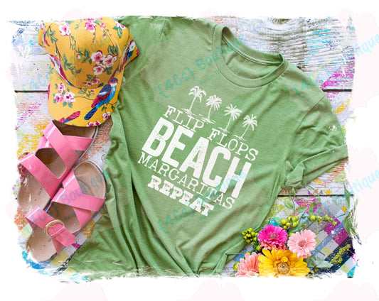Flip Flops Beach Margaritas Repeat Shirt