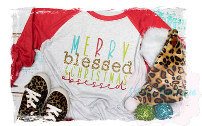 Merry Blessed & Christmas Obsessed Shirt (Red)