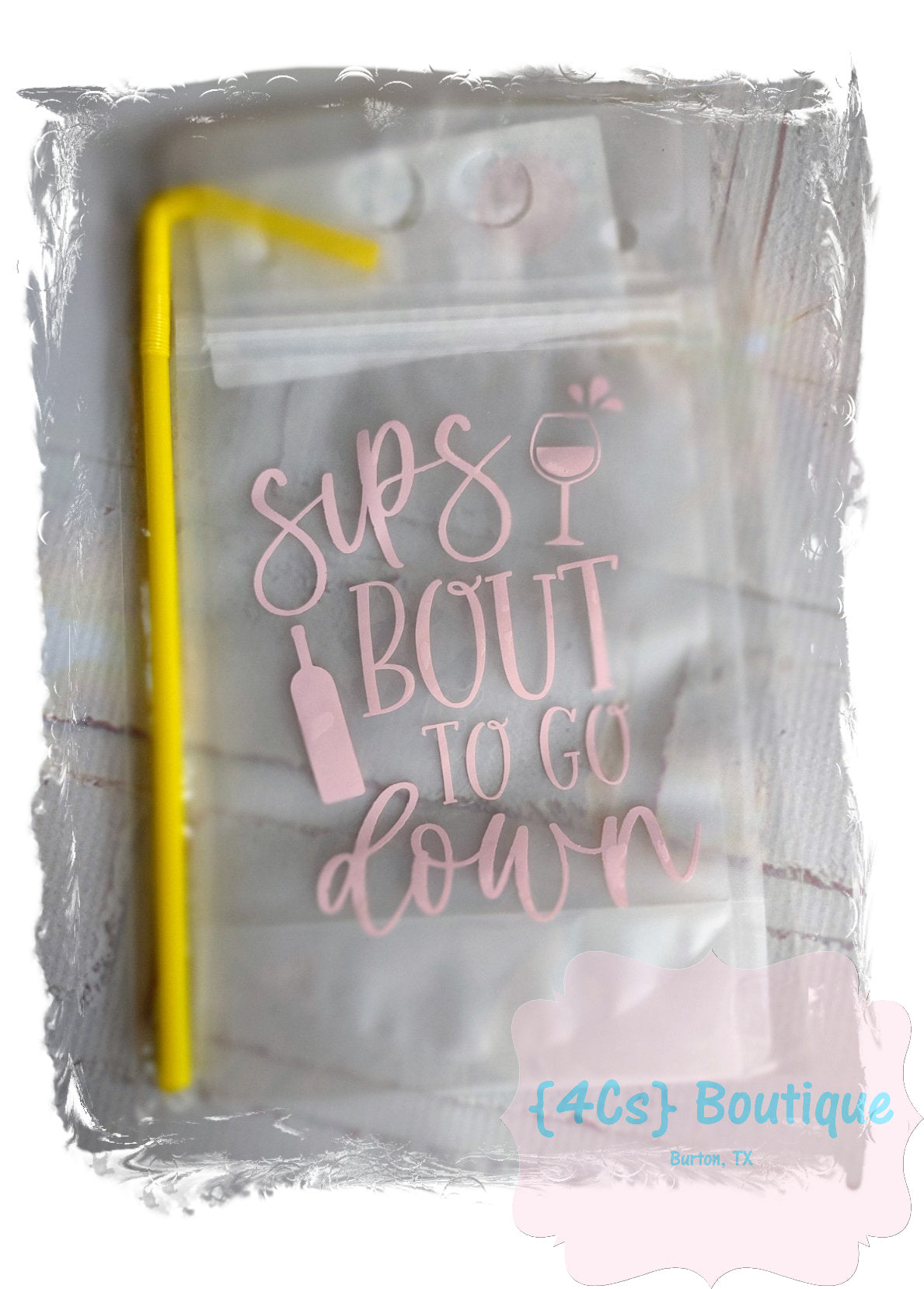 Sips About To Go Down Adult Drink Light Pink Pouch