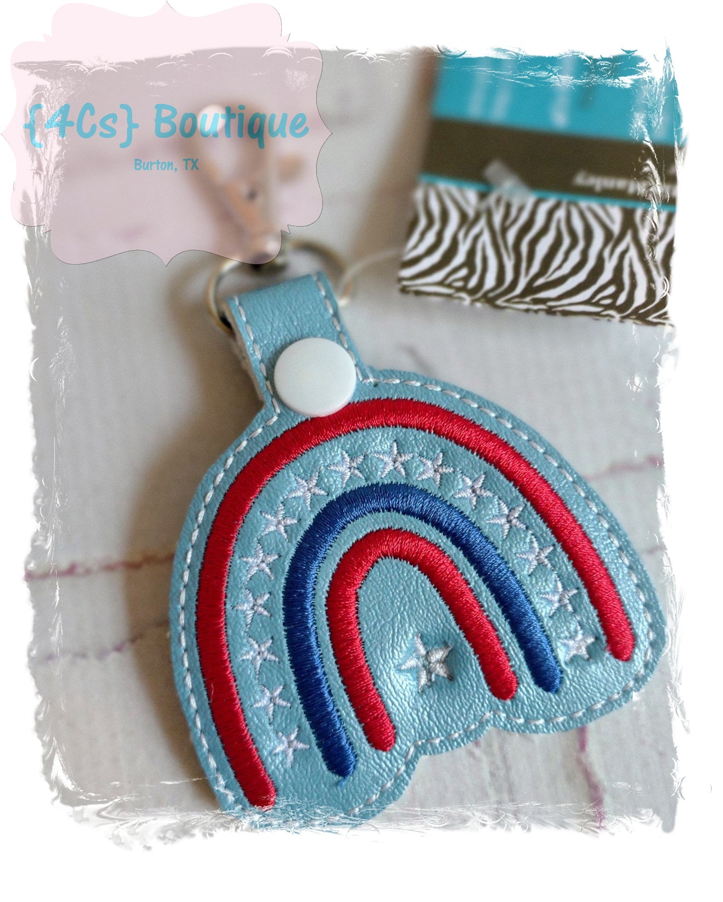 Red White & Blue Rainbow Keychain (small)