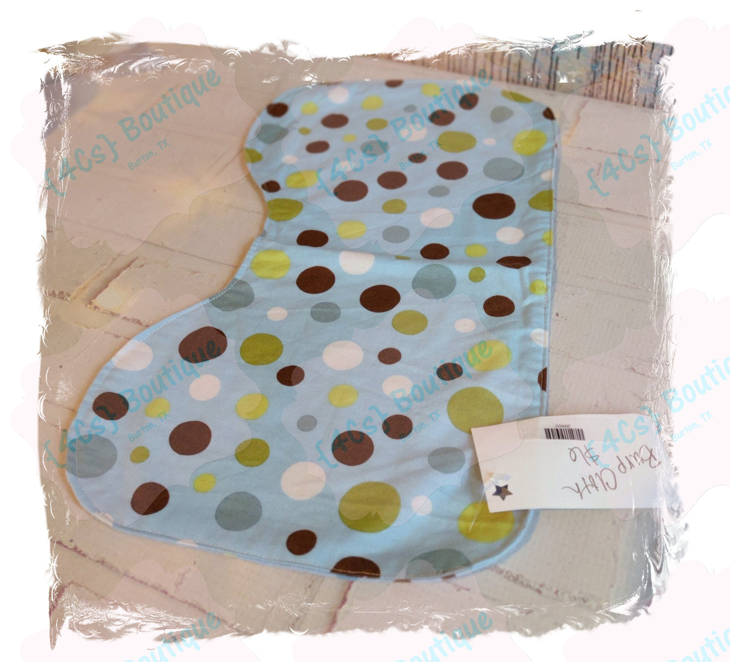 Blue with Dots Contoured Baby Burp Cloth | Baby Collection | 4Cs Boutique
