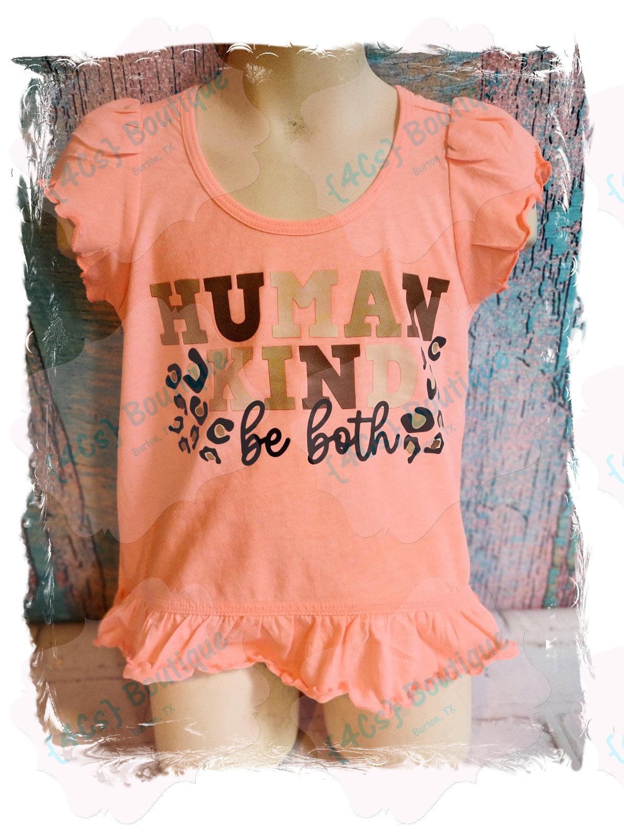 Size 4 Human Kind Be Both Pink Kids Shirt