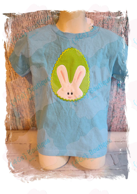 Bunny in Egg Appliqued Kids Shirt