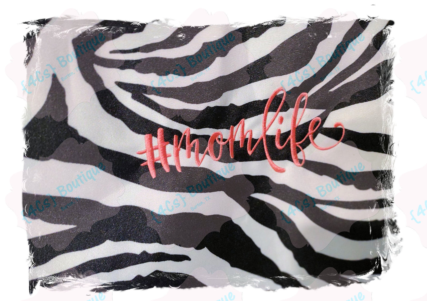 #momlife Embroidered Hot Pink/Zebra Tote Bag