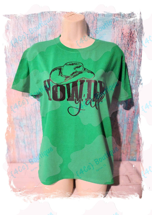 Youth Large Howdy Y'all Green Shirt