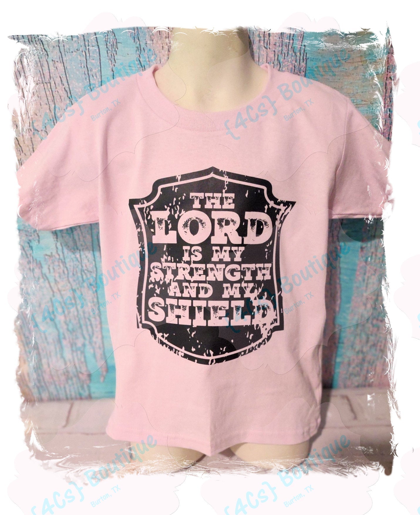 Size 5T The Lord Is My Strength And My Shield Kids Light Pink Shirt
