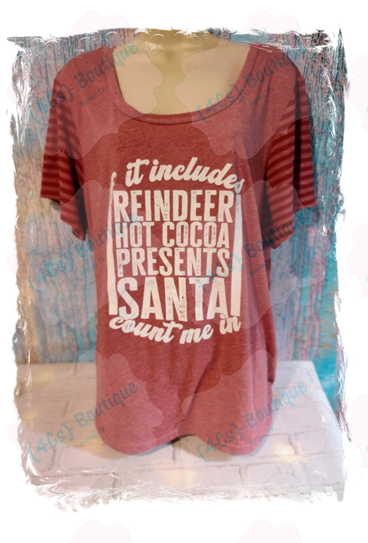 Size 2 X-Large If It Includes Reindeer Hot Cocoa Mauve Shirt