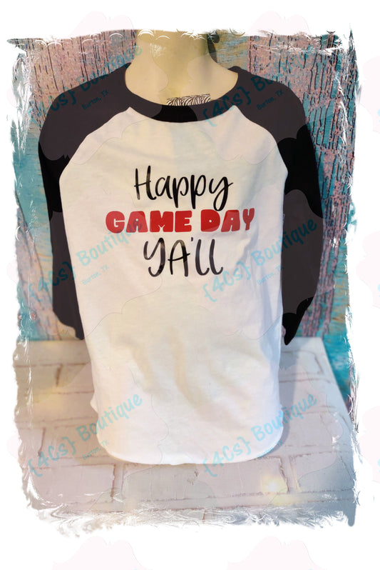 Youth Small (6-7) Happy Game Day Y'all Kids Shirt