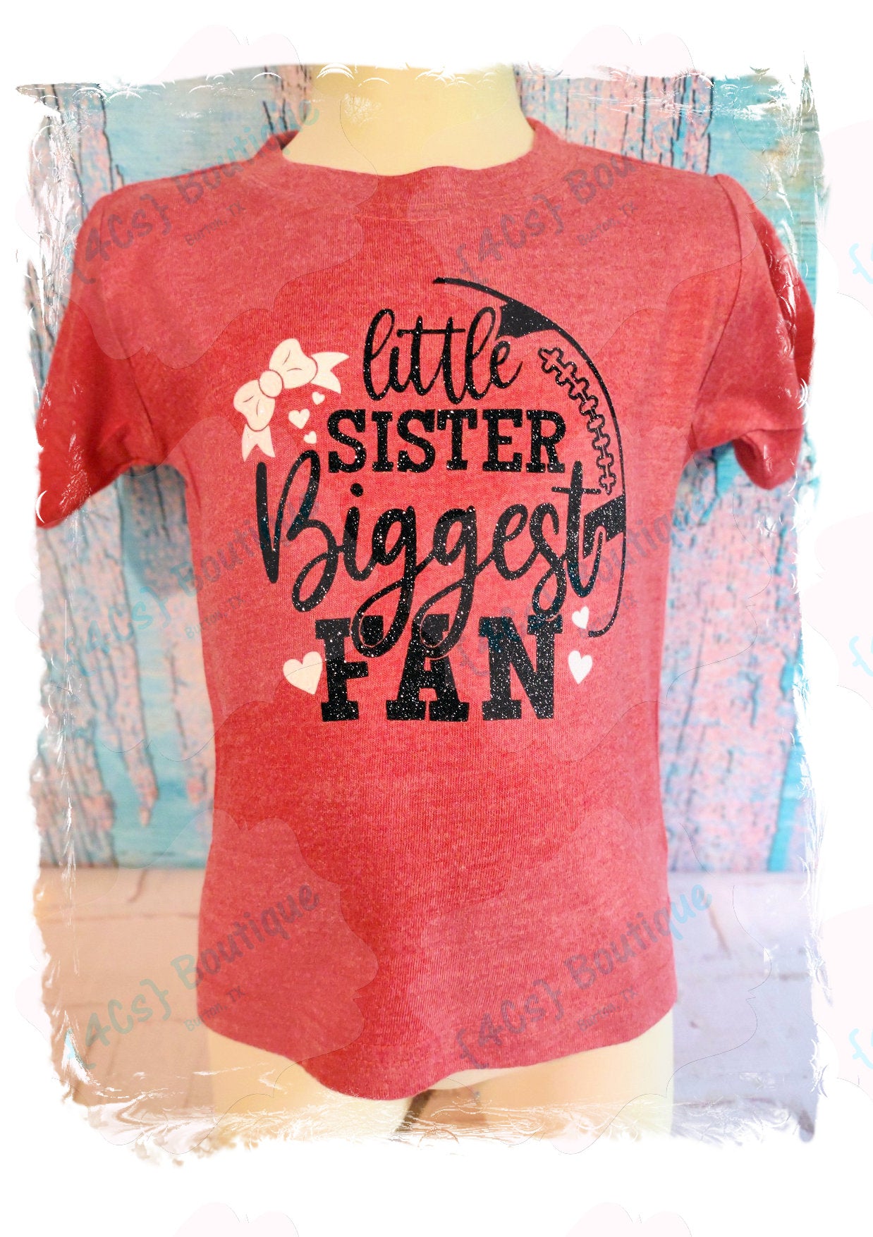 Little Sister Biggest Fan (Football) Kids Shirt