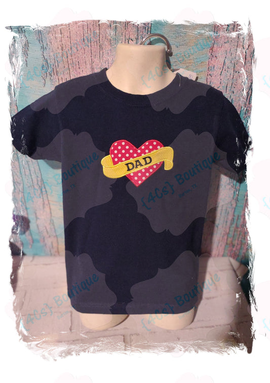Size X-Small (4/5) Dad Heart Tattoo Appliqued Shirt