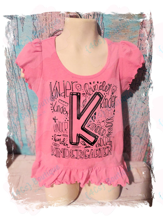 Size 5/6 Kindergarten Pink Ruffled Shirt