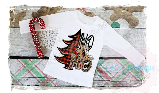 Ho Ho Ho Plaid Tree Adults Shirts